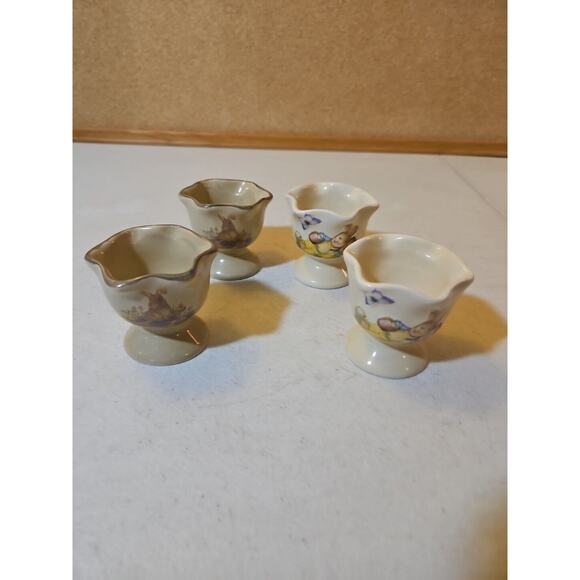 Lot Of 4 Vintage Egg Cup Holders Bunny Rabbit Design - Picture 6 of 9